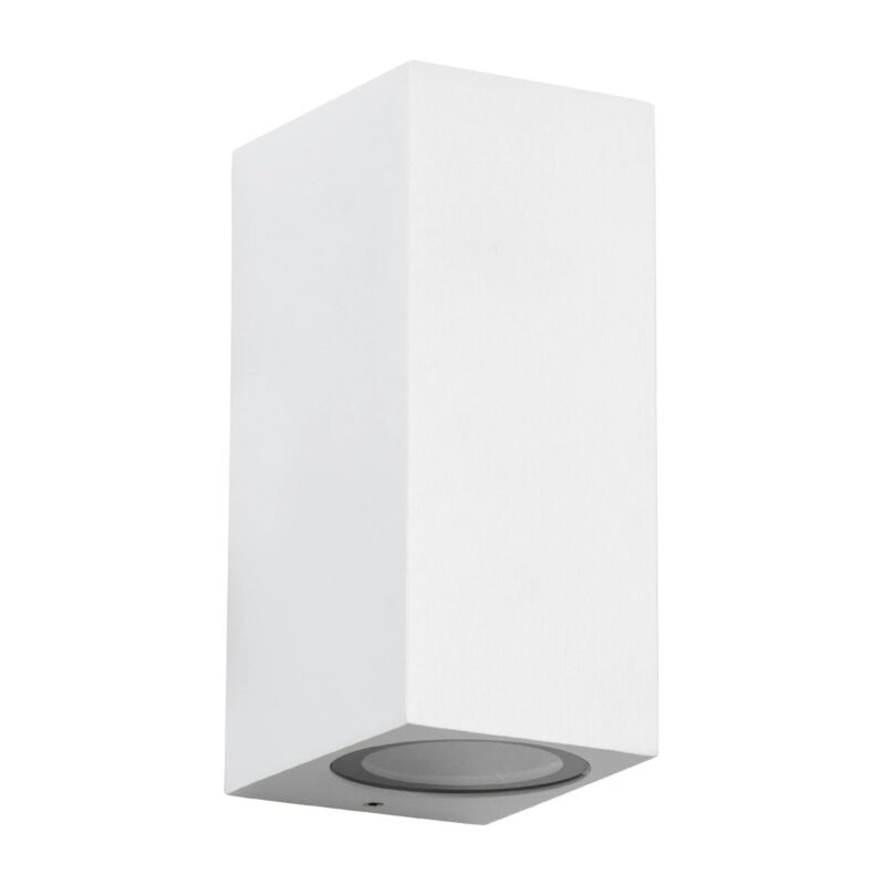 kelvo® BURANO KLV-101-0023 Φωτιστικό Τοίχου / Απλίκα για 2 Λάμπες MR16 με Ντουί GU10 AC 220-240V Αδιάβροχο IP65 – Λευκό Ματ – Μ8 x Π8 x Υ15cm