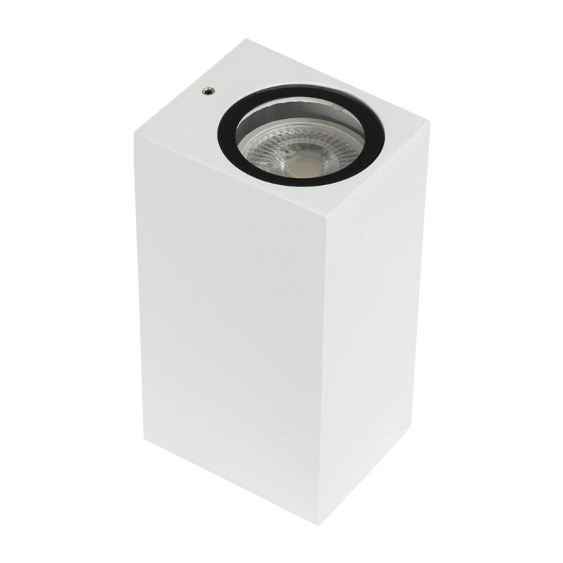 kelvo® BURANO KLV-101-0023 Φωτιστικό Τοίχου / Απλίκα για 2 Λάμπες MR16 με Ντουί GU10 AC 220-240V Αδιάβροχο IP65 – Λευκό Ματ – Μ8 x Π8 x Υ15cm