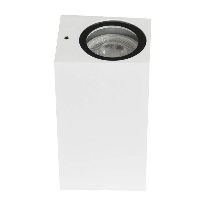 kelvo® BURANO KLV-101-0023 Φωτιστικό Τοίχου / Απλίκα για 2 Λάμπες MR16 με Ντουί GU10 AC 220-240V Αδιάβροχο IP65 – Λευκό Ματ – Μ8 x Π8 x Υ15cm