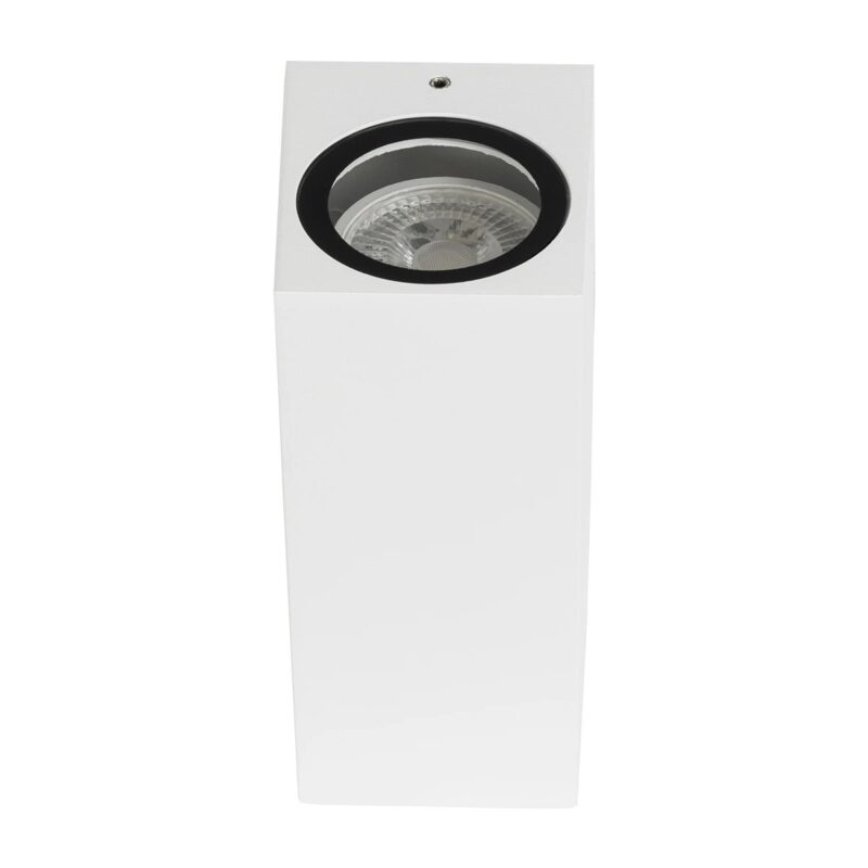 kelvo® BURANO KLV-101-0023 Φωτιστικό Τοίχου / Απλίκα για 2 Λάμπες MR16 με Ντουί GU10 AC 220-240V Αδιάβροχο IP65 – Λευκό Ματ – Μ8 x Π8 x Υ15cm