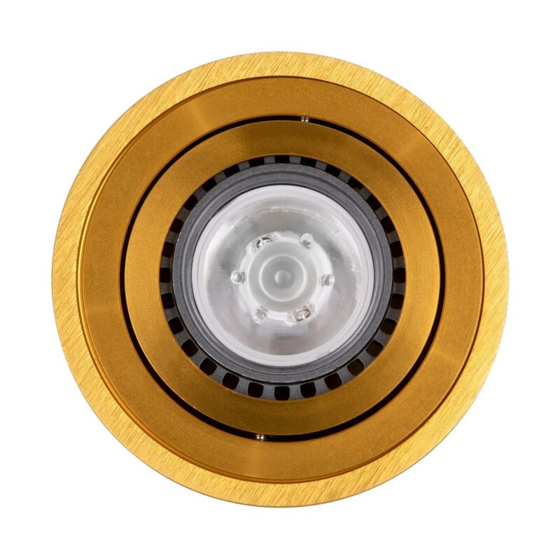 kelvo® AKIRA KLV-101-0027 Κινούμενο Φωτιστικό Downlight Σποτ για Λάμπα MR16 με Ντουί GU10 AC 220-240V IP20 – Χρυσό Βούρτσας – Μ8 x Π8 x Υ10cm