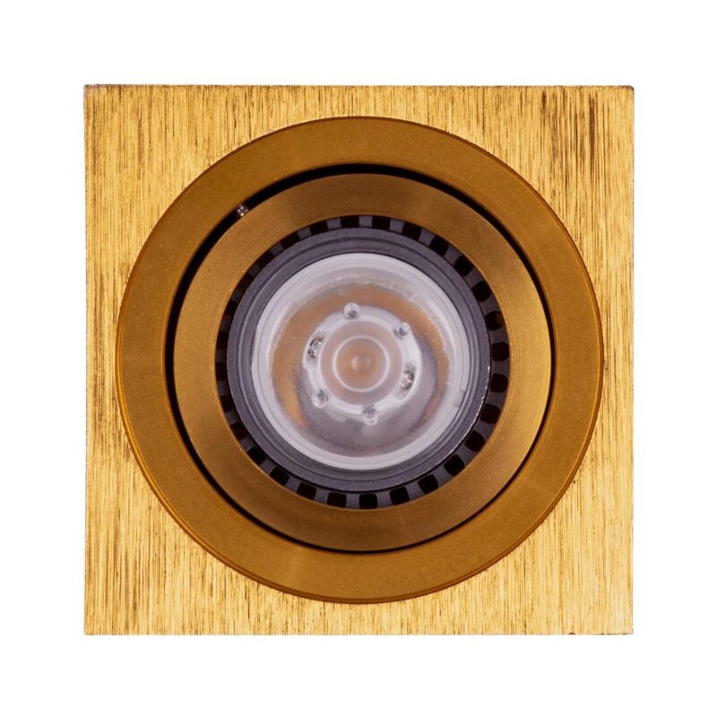 kelvo® AKIRA KLV-101-0031 Κινούμενο Φωτιστικό Downlight Σποτ για Λάμπα MR16 με Ντουί GU10 AC 220-240V IP20 – Χρυσό Βούρτσας – Μ8 x Π8 x Υ10cm