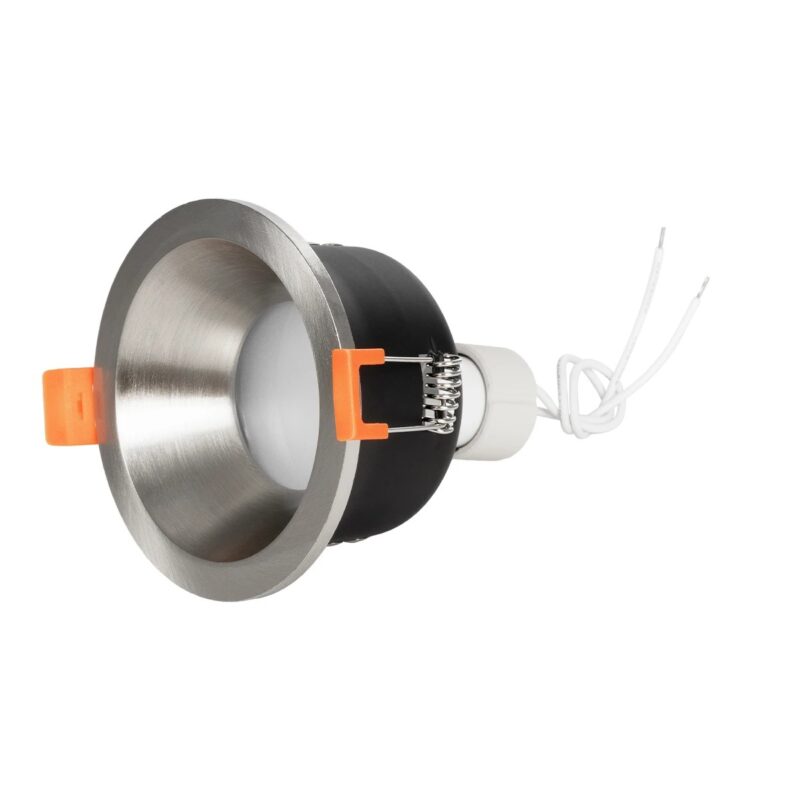kelvo® SIGMA KLV-101-0043 Χωνευτό Φωτιστικό Downlight Σποτ Μπάνιου για Λάμπα MR16 με Ντουί GU10 AC 220-240V Αδιάβροχο IP65 – Νίκελ Βούρτσας – Μ8.5 x Π8.5 x Υ4.4cm / Q7.5cm