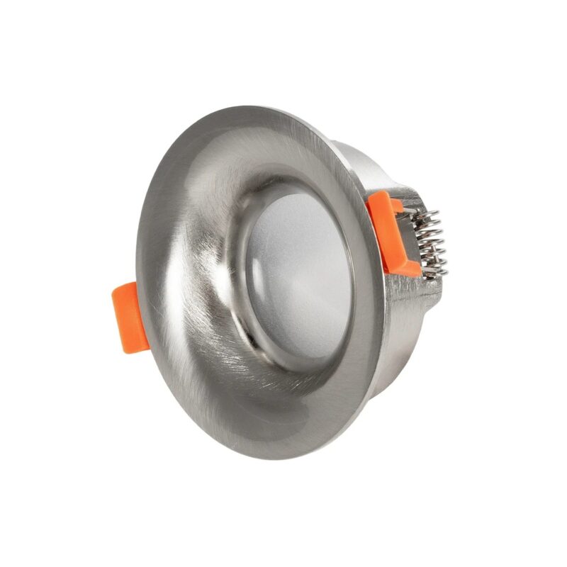 kelvo® LAMDA KLV-101-0046 Χωνευτό Φωτιστικό Downlight Σποτ Μπάνιου για Λάμπα MR16 με Ντουί GU10 AC 220-240V Αδιάβροχο IP65 – Νίκελ Βούρτσας – Μ8.5 x Π8.5 x Υ3.5cm / Q7.5cm