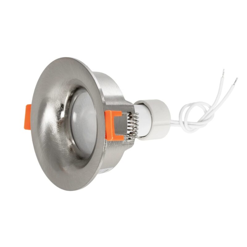 kelvo® LAMDA KLV-101-0046 Χωνευτό Φωτιστικό Downlight Σποτ Μπάνιου για Λάμπα MR16 με Ντουί GU10 AC 220-240V Αδιάβροχο IP65 – Νίκελ Βούρτσας – Μ8.5 x Π8.5 x Υ3.5cm / Q7.5cm