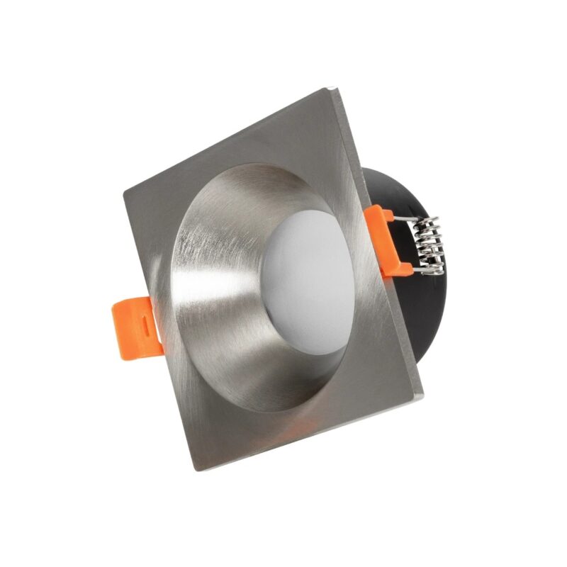 kelvo® EPSILON KLV-101-0049 Χωνευτό Φωτιστικό Downlight Σποτ Μπάνιου για Λάμπα MR16 με Ντουί GU10 AC 220-240V Αδιάβροχο IP65 – Νίκελ Βούρτσας – Μ8.5 x Π8.5 x Υ4.4cm / Q7.5cm x 7.5cm