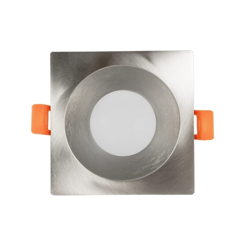 kelvo® EPSILON KLV-101-0049 Χωνευτό Φωτιστικό Downlight Σποτ Μπάνιου για Λάμπα MR16 με Ντουί GU10 AC 220-240V Αδιάβροχο IP65 – Νίκελ Βούρτσας – Μ8.5 x Π8.5 x Υ4.4cm / Q7.5cm x 7.5cm