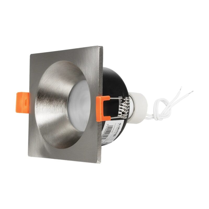 kelvo® EPSILON KLV-101-0049 Χωνευτό Φωτιστικό Downlight Σποτ Μπάνιου για Λάμπα MR16 με Ντουί GU10 AC 220-240V Αδιάβροχο IP65 – Νίκελ Βούρτσας – Μ8.5 x Π8.5 x Υ4.4cm / Q7.5cm x 7.5cm
