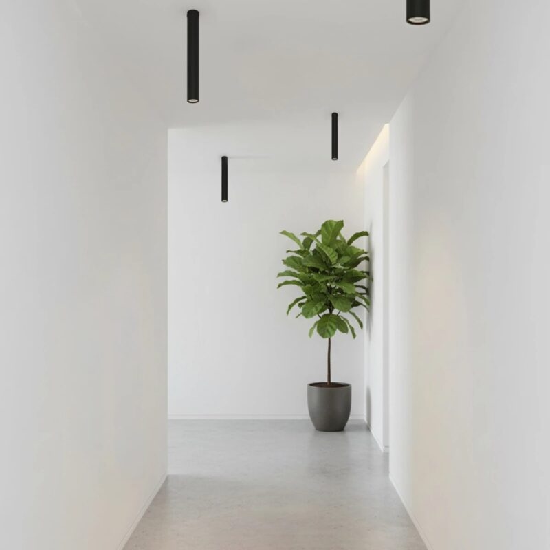 kelvo® DUCT KLV-101-0052 Φωτιστικό Downlight Σποτ για Λάμπα MR16 με Ντουί GU10 AC 220-240V IP20 – Μαύρο Ματ – Μ6 x Π6 x Υ45cm
