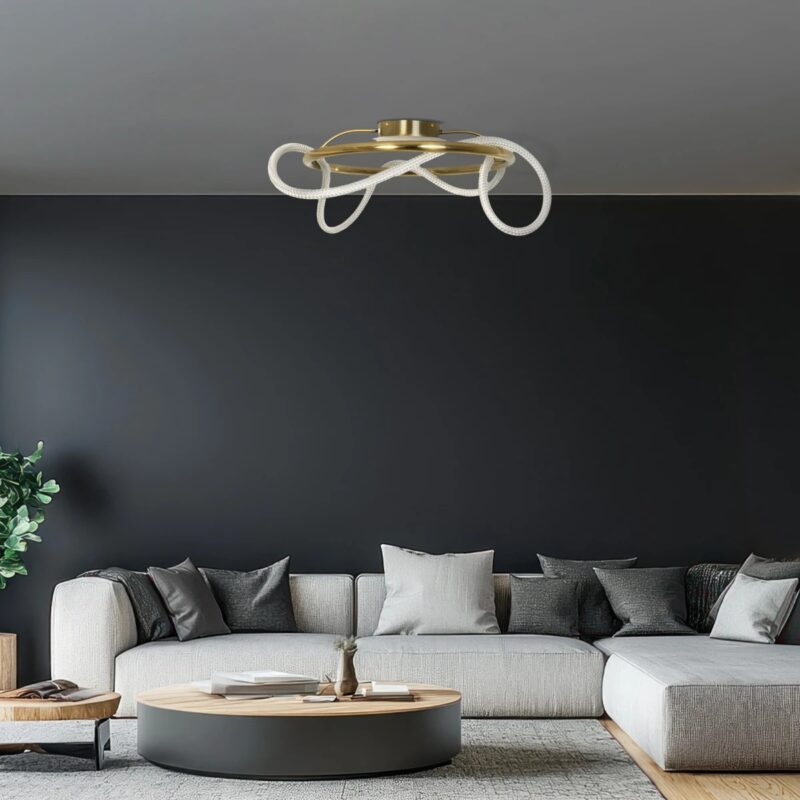 kelvo® GLOW KLV-101-0149 Φωτιστικό Οροφής LED 34W 3400lm 360° AC 220-240V IP20 Ρυθμιζόμενο Λευκό CCT με Χειριστήριο από 2700K έως 6000K Dimmable – Lumileds SMD Chip – Χρυσό Πλατίνα – Μ60 x Π60 x Υ30cm – 3 Χρόνια Εγγύηση