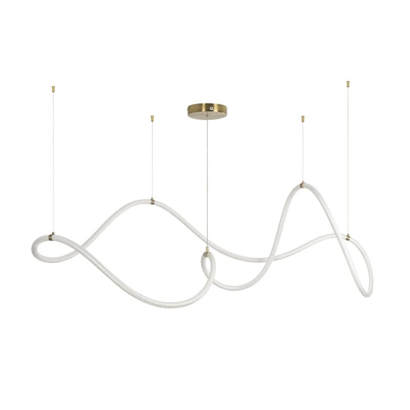 kelvo® GLOW KLV-101-0157 Κρεμαστό Φωτιστικό Οροφής LED 65W 6500lm 360° AC 220-240V IP20 Ρυθμιζόμενο Λευκό CCT με Χειριστήριο από 2700K έως 6000K Dimmable – Lumileds SMD Chip – Σατινέ Χρυσό Βούρτσας – Μ150 x Π70 x Υ90cm – 3 Χρόνια Εγγύηση