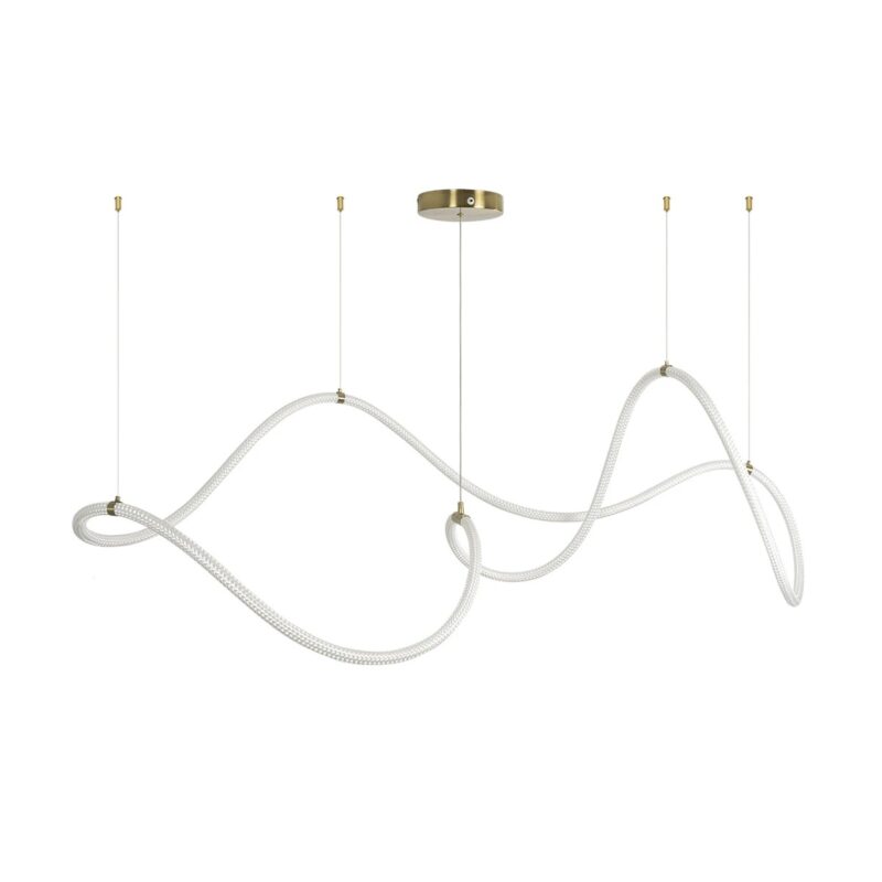 kelvo® GLOW KLV-101-0157 Κρεμαστό Φωτιστικό Οροφής LED 65W 6500lm 360° AC 220-240V IP20 Ρυθμιζόμενο Λευκό CCT με Χειριστήριο από 2700K έως 6000K Dimmable – Lumileds SMD Chip – Σατινέ Χρυσό Βούρτσας – Μ150 x Π70 x Υ90cm – 3 Χρόνια Εγγύηση