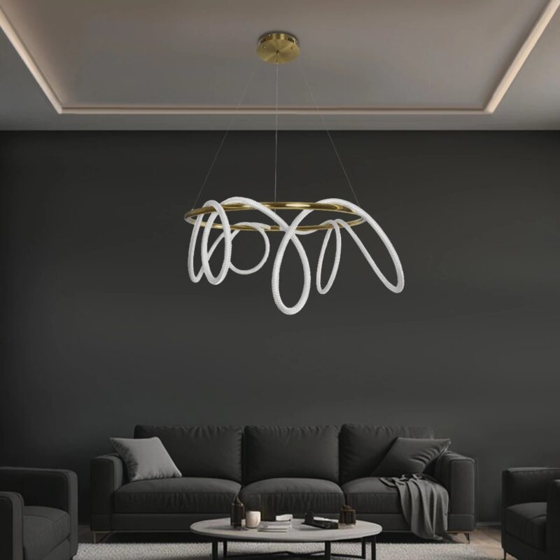 kelvo® GLOW KLV-101-0164 Κρεμαστό Φωτιστικό Οροφής LED 69W 6900lm 360° AC 220-240V IP20 Ρυθμιζόμενο Λευκό CCT με Χειριστήριο από 2700K έως 6000K Dimmable – Lumileds SMD Chip – Χρυσό Πλατίνα – Μ100 x Π100 x Υ40cm – 3 Χρόνια Εγγύηση