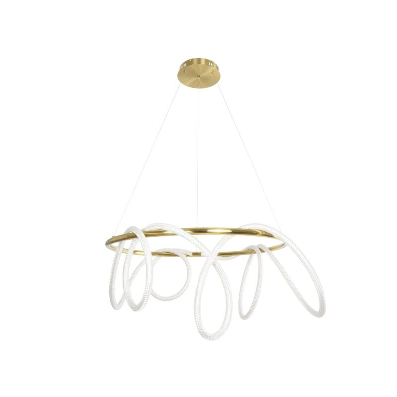 kelvo® GLOW KLV-101-0164 Κρεμαστό Φωτιστικό Οροφής LED 69W 6900lm 360° AC 220-240V IP20 Ρυθμιζόμενο Λευκό CCT με Χειριστήριο από 2700K έως 6000K Dimmable – Lumileds SMD Chip – Χρυσό Πλατίνα – Μ100 x Π100 x Υ40cm – 3 Χρόνια Εγγύηση