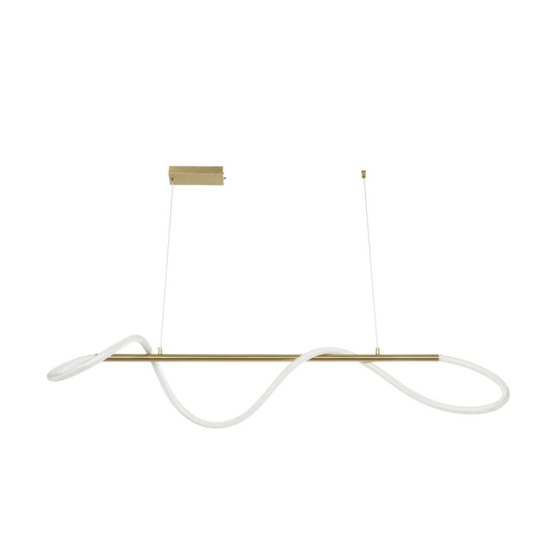kelvo® GLOW KLV-101-0166 Κρεμαστό Φωτιστικό Οροφής LED 34W 3400lm 360° AC 220-240V IP20 Ρυθμιζόμενο Λευκό CCT με Χειριστήριο από 2700K έως 6000K Dimmable – Lumileds SMD Chip – Χρυσό Πλατίνα – Μ140 x Π40 x Υ30cm – 3 Χρόνια Εγγύηση