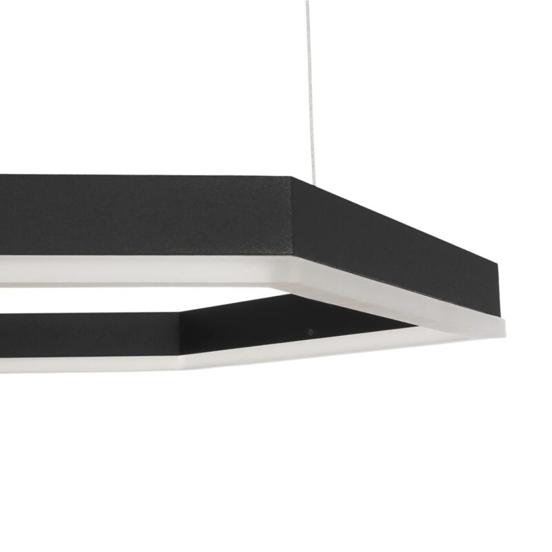 kelvo® LEXAGON KLV-101-0179 Κρεμαστό Φωτιστικό Οροφής LED 120W 12000lm 200° AC 220-240V IP20 Ρυθμιζόμενο Λευκό CCT με Χειριστήριο από 2700K έως 6000K Dimmable – Lumileds SMD Chip – Μαύρο Ματ – Μ110 x Π90 x Υ110cm – 3 Χρόνια Εγγύηση