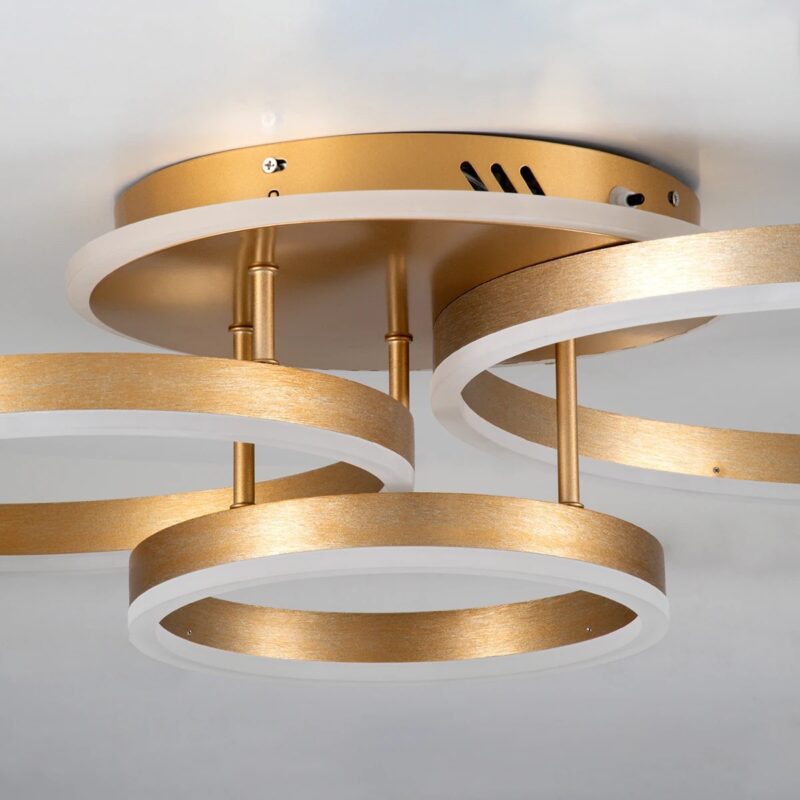 kelvo® VENOM KLV-101-0186 Φωτιστικό Οροφής LED 100W 10000lm 360° AC 220-240V IP20 Ρυθμιζόμενο Λευκό CCT με Χειριστήριο από 2700K έως 6000K Dimmable – Lumileds SMD Chip – Χρυσό Πλατίνα – Μ70 x Π40 x Υ16cm – 3 Χρόνια Εγγύηση