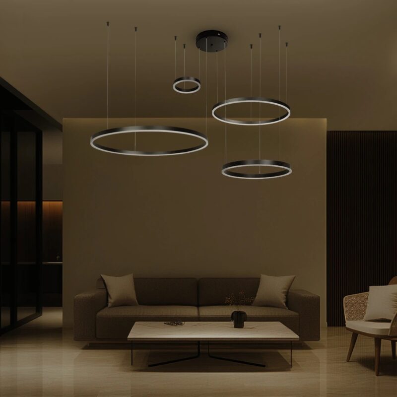 kelvo® VENOM KLV-101-0202 Κρεμαστό Φωτιστικό Οροφής LED 150W 15000lm 120° AC 220-240V IP20 Ρυθμιζόμενο Λευκό CCT με Χειριστήριο από 2700K έως 6000K Dimmable – Lumileds SMD Chip – Μαύρο Ματ – Μ150 x Π90 x Υ60cm – 3 Χρόνια Εγγύηση