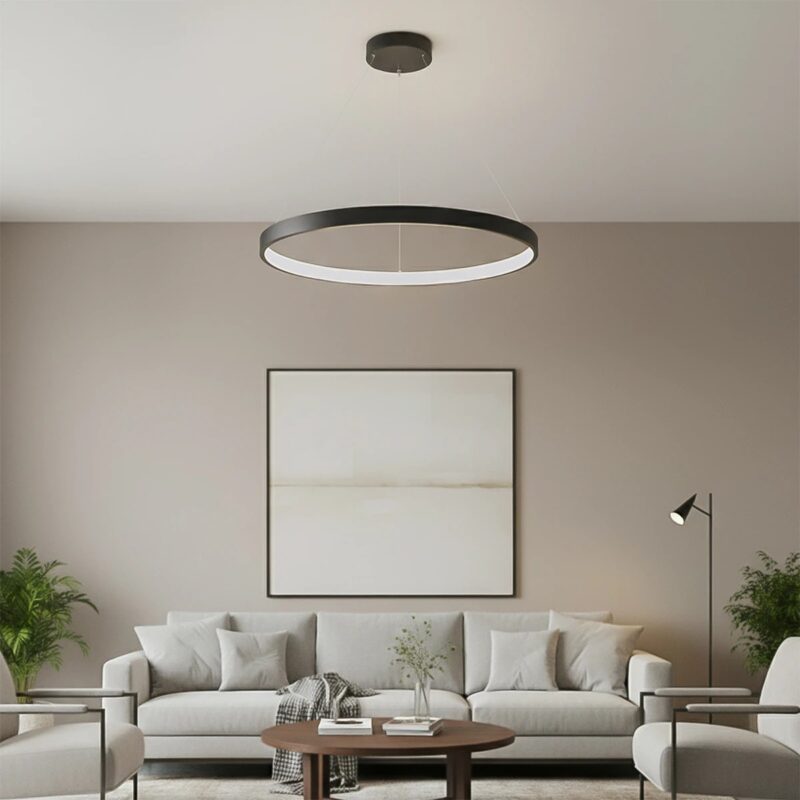 kelvo® NEMESIS KLV-101-0211 Κρεμαστό Φωτιστικό Οροφής LED 67W 6700lm 180° AC 220-240V IP20 Ρυθμιζόμενο Λευκό CCT με Χειριστήριο από 2700K έως 6000K Dimmable – Lumileds SMD Chip – Μαύρο Ματ – Μ80 x Π80 x Υ4cm – 3 Χρόνια Εγγύηση