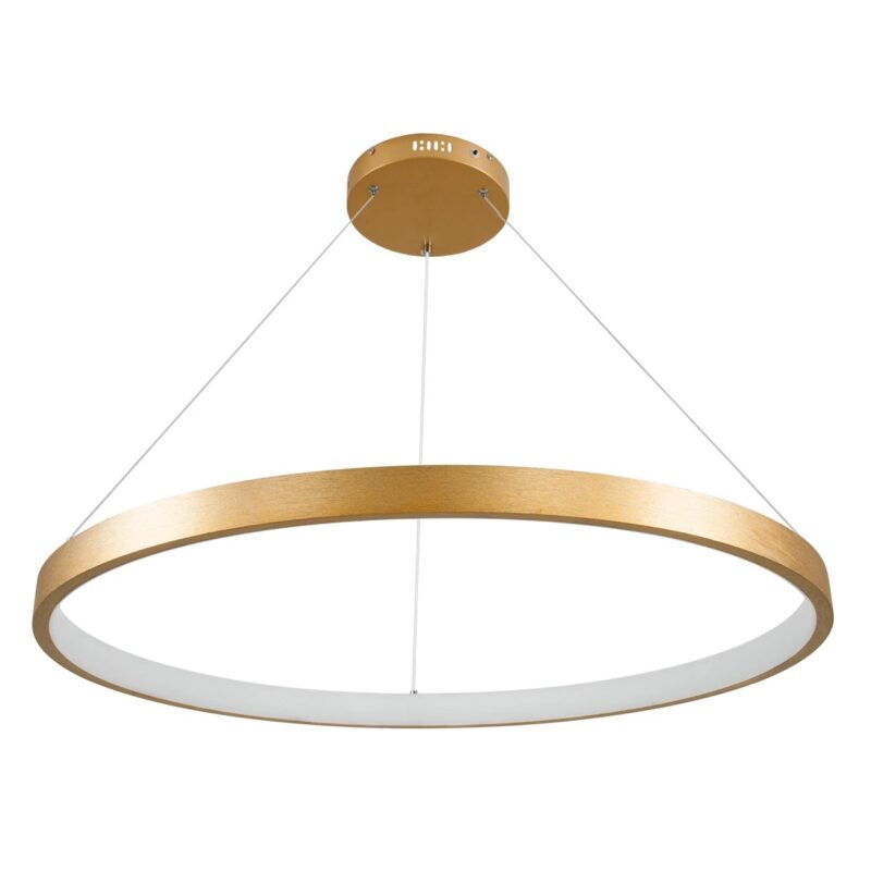 kelvo® NEMESIS KLV-101-0213 Κρεμαστό Φωτιστικό Οροφής LED 67W 6700lm 180° AC 220-240V IP20 Ρυθμιζόμενο Λευκό CCT με Χειριστήριο από 2700K έως 6000K Dimmable – Lumileds SMD Chip – Χρυσό Πλατίνα – Μ80 x Π80 x Υ4cm – 3 Χρόνια Εγγύηση