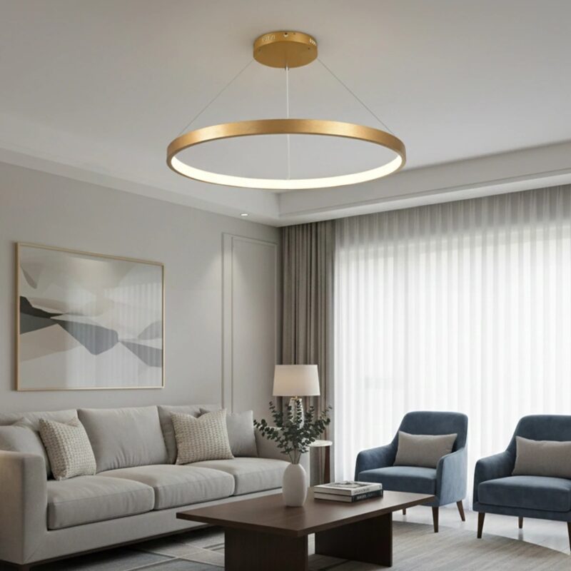 kelvo® NEMESIS KLV-101-0216 Κρεμαστό Φωτιστικό Οροφής LED 75W 7500lm 180° AC 220-240V IP20 Ρυθμιζόμενο Λευκό CCT με Χειριστήριο από 2700K έως 6000K Dimmable – Lumileds SMD Chip – Χρυσό Πλατίνα – Μ100 x Π100 x Υ4cm – 3 Χρόνια Εγγύηση