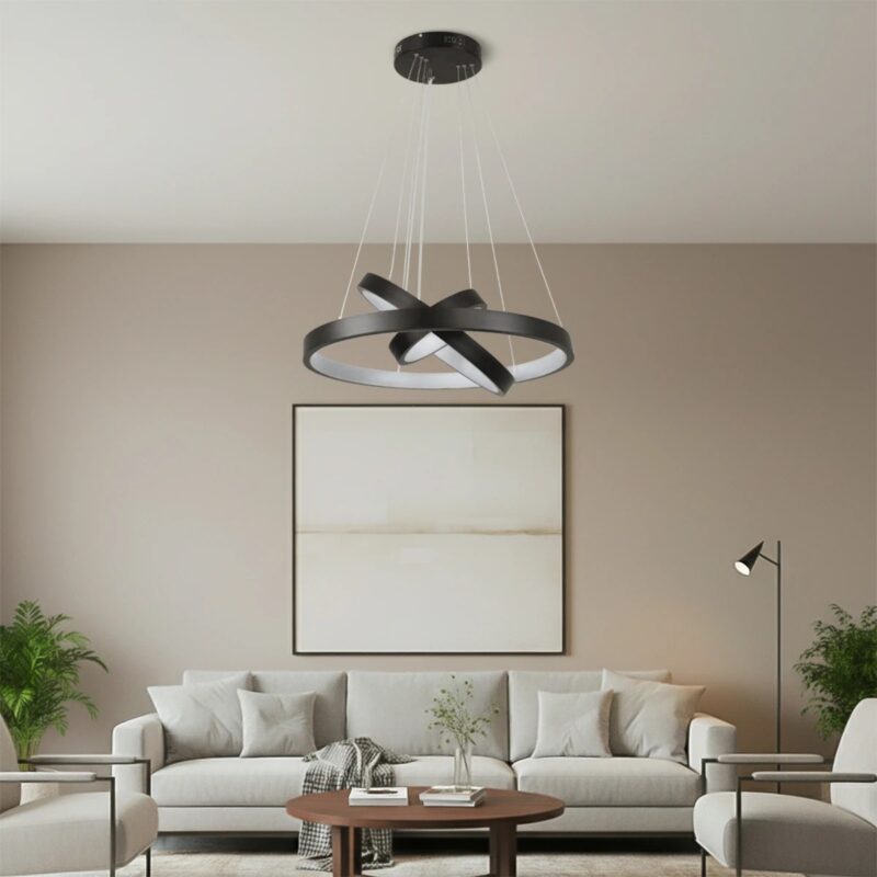 kelvo® NEMESIS KLV-101-0217-V2 Κρεμαστό Φωτιστικό Οροφής LED 100W 10000lm 180° AC 220-240V IP20 Ρυθμιζόμενο Λευκό CCT με Χειριστήριο από 2700K έως 6000K Dimmable – Lumileds SMD Chip – Μαύρο Ματ – Μ60 x Π60 x Υ60cm – 3 Χρόνια Εγγύηση