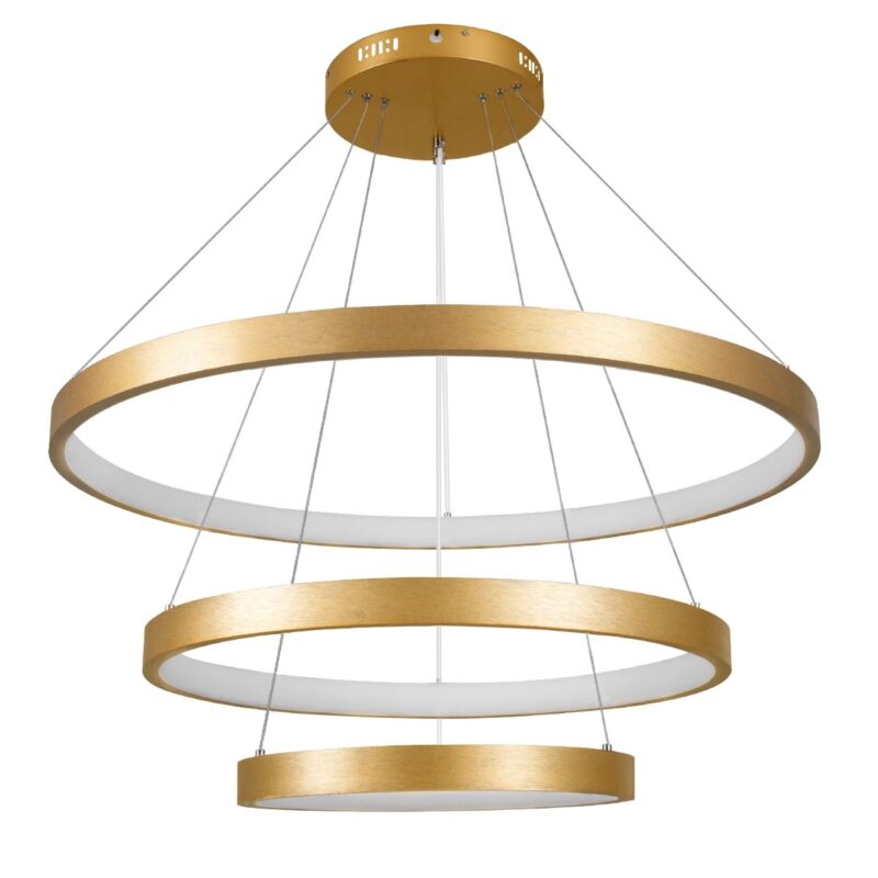 kelvo® NEMESIS KLV-101-0222 Κρεμαστό Φωτιστικό Οροφής LED 120W 12000lm 180° AC 220-240V IP20 Ρυθμιζόμενο Λευκό CCT με Χειριστήριο από 2700K έως 6000K Dimmable – Lumileds SMD Chip – Χρυσό Πλατίνα – Μ80 x Π80 x Υ80cm – 3 Χρόνια Εγγύηση