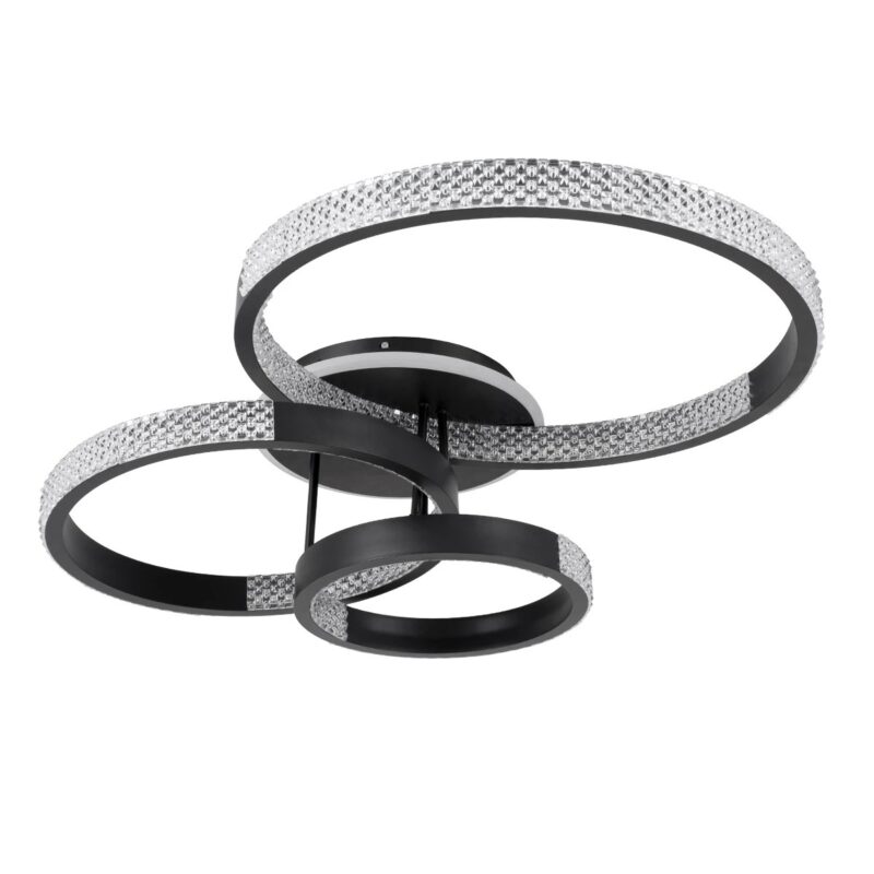 kelvo® DIAMOND KLV-101-0226 Φωτιστικό Οροφής LED 100W 10000lm 360° AC 220-240V IP20 Ρυθμιζόμενο Λευκό CCT με Χειριστήριο από 2700K έως 6000K Dimmable – Lumileds SMD Chip – Μαύρο Ματ – Μ80 x Π50 x Υ20cm – 3 Χρόνια Εγγύηση