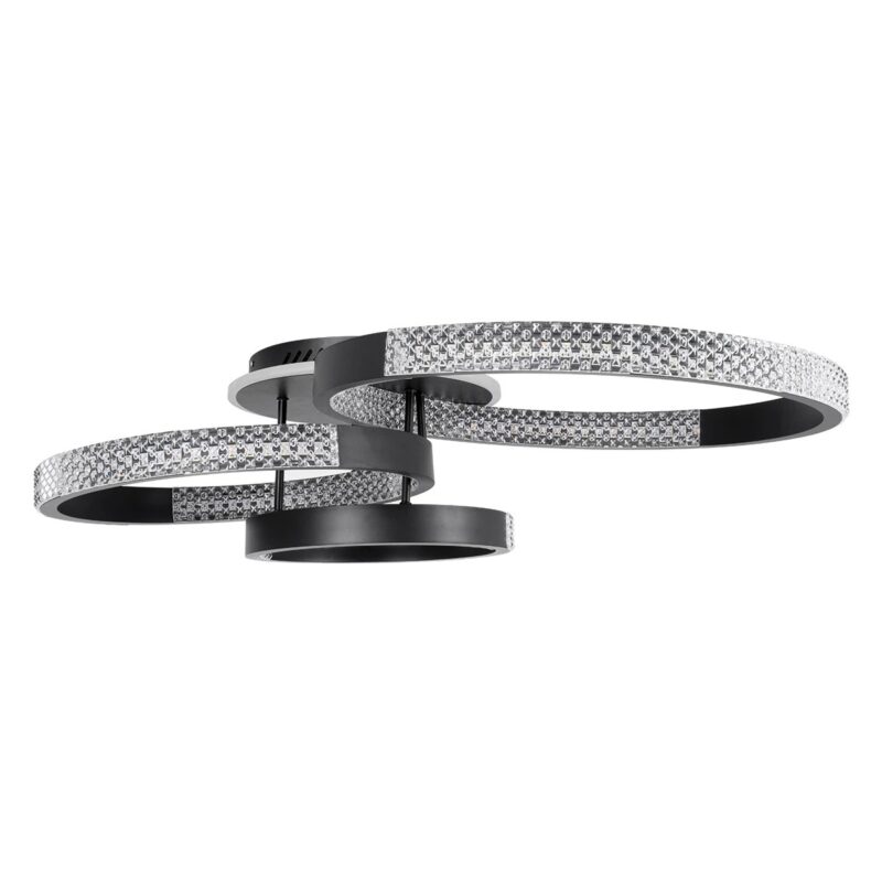 kelvo® DIAMOND KLV-101-0226 Φωτιστικό Οροφής LED 100W 10000lm 360° AC 220-240V IP20 Ρυθμιζόμενο Λευκό CCT με Χειριστήριο από 2700K έως 6000K Dimmable – Lumileds SMD Chip – Μαύρο Ματ – Μ80 x Π50 x Υ20cm – 3 Χρόνια Εγγύηση