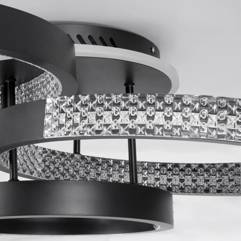 kelvo® DIAMOND KLV-101-0226 Φωτιστικό Οροφής LED 100W 10000lm 360° AC 220-240V IP20 Ρυθμιζόμενο Λευκό CCT με Χειριστήριο από 2700K έως 6000K Dimmable – Lumileds SMD Chip – Μαύρο Ματ – Μ80 x Π50 x Υ20cm – 3 Χρόνια Εγγύηση
