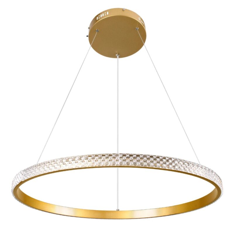 kelvo® DIAMOND KLV-101-0230 Κρεμαστό Φωτιστικό Οροφής LED 45W 4500lm 180° AC 220-240V IP20 Ρυθμιζόμενο Λευκό CCT με Χειριστήριο από 2700K έως 6000K Dimmable – Lumileds SMD Chip – Χρυσό Πλατίνα – Μ60 x Π60 x Υ3cm – 3 Χρόνια Εγγύηση