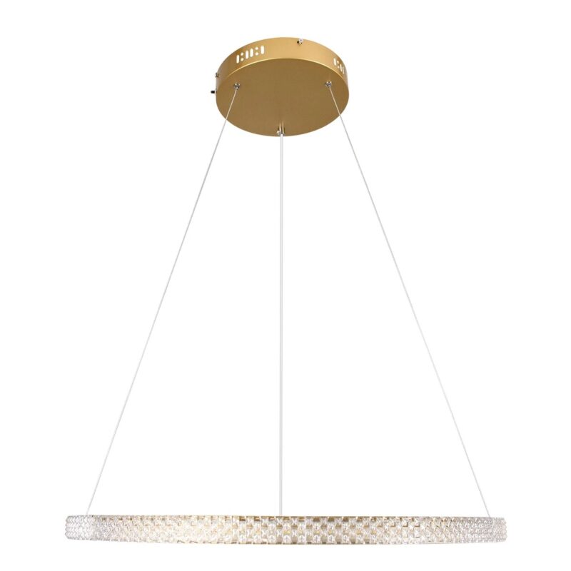 kelvo® DIAMOND KLV-101-0230 Κρεμαστό Φωτιστικό Οροφής LED 45W 4500lm 180° AC 220-240V IP20 Ρυθμιζόμενο Λευκό CCT με Χειριστήριο από 2700K έως 6000K Dimmable – Lumileds SMD Chip – Χρυσό Πλατίνα – Μ60 x Π60 x Υ3cm – 3 Χρόνια Εγγύηση