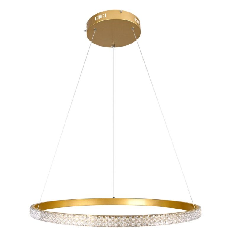 kelvo® DIAMOND KLV-101-0230 Κρεμαστό Φωτιστικό Οροφής LED 45W 4500lm 180° AC 220-240V IP20 Ρυθμιζόμενο Λευκό CCT με Χειριστήριο από 2700K έως 6000K Dimmable – Lumileds SMD Chip – Χρυσό Πλατίνα – Μ60 x Π60 x Υ3cm – 3 Χρόνια Εγγύηση