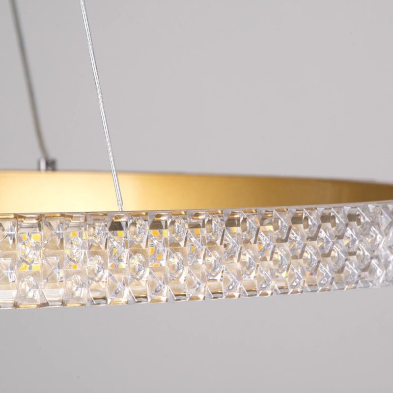 kelvo® DIAMOND KLV-101-0230 Κρεμαστό Φωτιστικό Οροφής LED 45W 4500lm 180° AC 220-240V IP20 Ρυθμιζόμενο Λευκό CCT με Χειριστήριο από 2700K έως 6000K Dimmable – Lumileds SMD Chip – Χρυσό Πλατίνα – Μ60 x Π60 x Υ3cm – 3 Χρόνια Εγγύηση