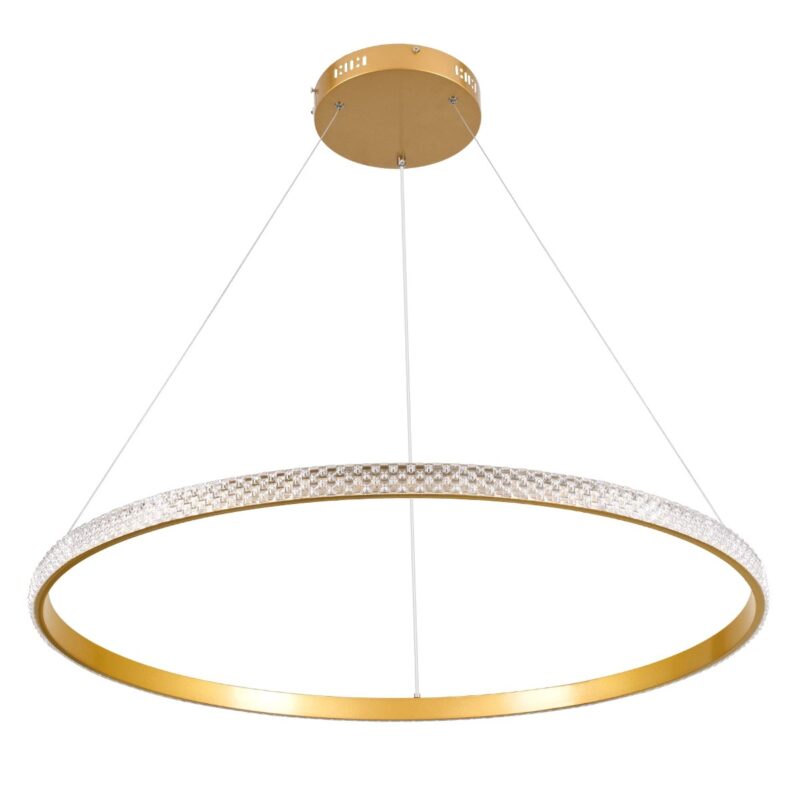 kelvo® DIAMOND KLV-101-0232 Κρεμαστό Φωτιστικό Οροφής LED 67W 6700lm 180° AC 220-240V IP20 Ρυθμιζόμενο Λευκό CCT με Χειριστήριο από 2700K έως 6000K Dimmable – Lumileds SMD Chip – Χρυσό Πλατίνα – Μ80 x Π80 x Υ3cm – 3 Χρόνια Εγγύηση