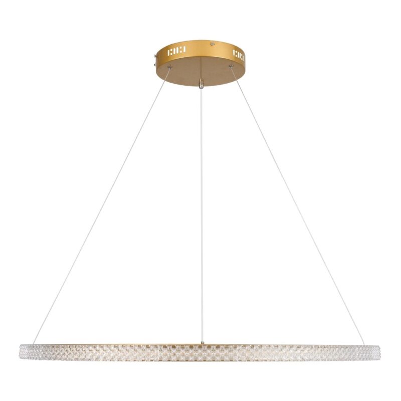 kelvo® DIAMOND KLV-101-0232 Κρεμαστό Φωτιστικό Οροφής LED 67W 6700lm 180° AC 220-240V IP20 Ρυθμιζόμενο Λευκό CCT με Χειριστήριο από 2700K έως 6000K Dimmable – Lumileds SMD Chip – Χρυσό Πλατίνα – Μ80 x Π80 x Υ3cm – 3 Χρόνια Εγγύηση