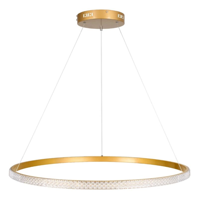 kelvo® DIAMOND KLV-101-0232 Κρεμαστό Φωτιστικό Οροφής LED 67W 6700lm 180° AC 220-240V IP20 Ρυθμιζόμενο Λευκό CCT με Χειριστήριο από 2700K έως 6000K Dimmable – Lumileds SMD Chip – Χρυσό Πλατίνα – Μ80 x Π80 x Υ3cm – 3 Χρόνια Εγγύηση