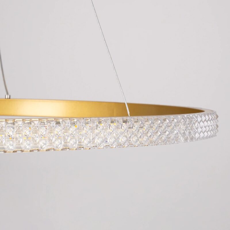 kelvo® DIAMOND KLV-101-0232 Κρεμαστό Φωτιστικό Οροφής LED 67W 6700lm 180° AC 220-240V IP20 Ρυθμιζόμενο Λευκό CCT με Χειριστήριο από 2700K έως 6000K Dimmable – Lumileds SMD Chip – Χρυσό Πλατίνα – Μ80 x Π80 x Υ3cm – 3 Χρόνια Εγγύηση