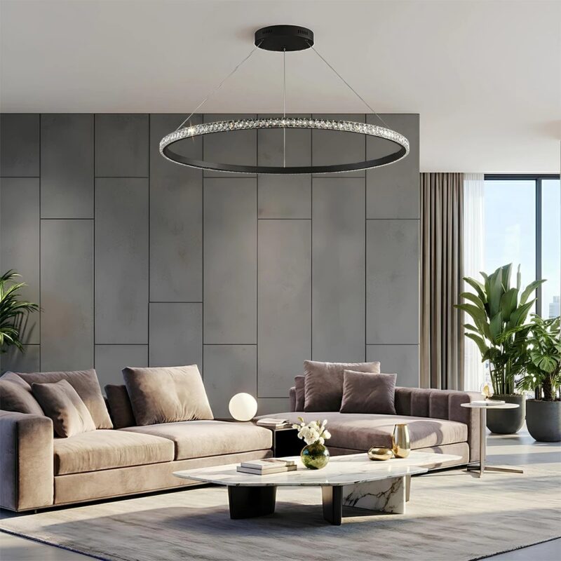 kelvo® DIAMOND KLV-101-0233 Κρεμαστό Φωτιστικό Οροφής LED 75W 7500lm 180° AC 220-240V IP20 Ρυθμιζόμενο Λευκό CCT με Χειριστήριο από 2700K έως 6000K Dimmable – Lumileds SMD Chip – Μαύρο Ματ – Μ100 x Π100 x Υ3cm – 3 Χρόνια Εγγύηση