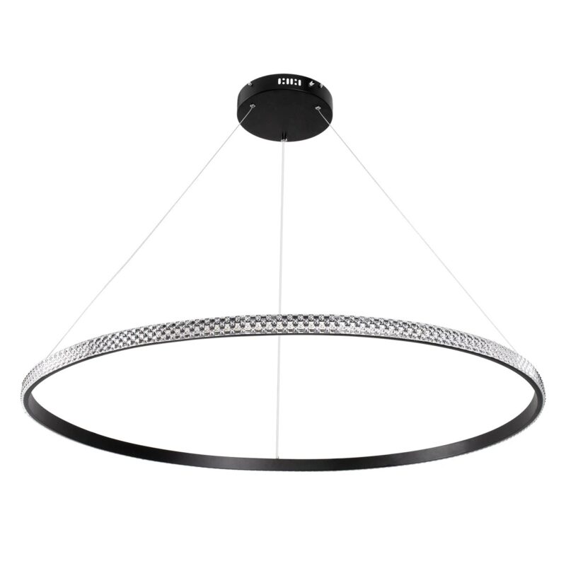 kelvo® DIAMOND KLV-101-0233 Κρεμαστό Φωτιστικό Οροφής LED 75W 7500lm 180° AC 220-240V IP20 Ρυθμιζόμενο Λευκό CCT με Χειριστήριο από 2700K έως 6000K Dimmable – Lumileds SMD Chip – Μαύρο Ματ – Μ100 x Π100 x Υ3cm – 3 Χρόνια Εγγύηση
