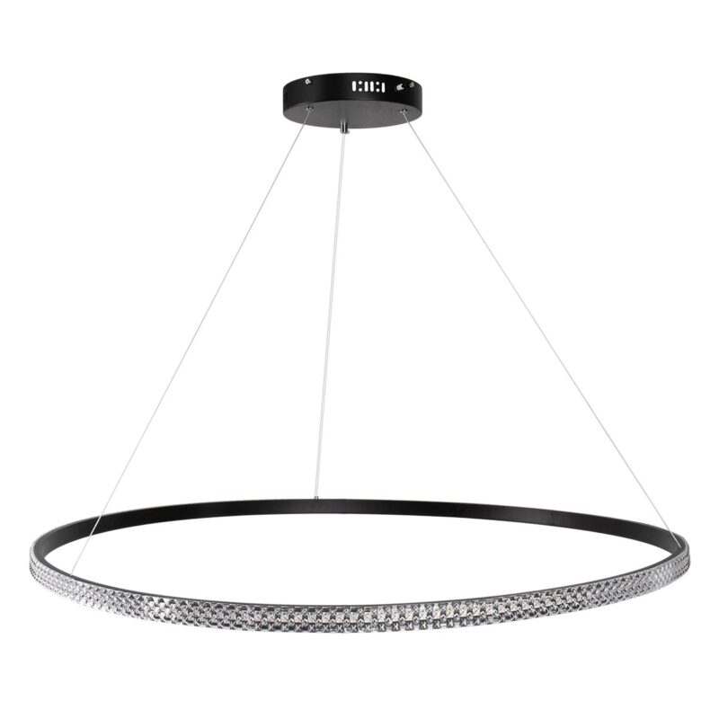 kelvo® DIAMOND KLV-101-0233 Κρεμαστό Φωτιστικό Οροφής LED 75W 7500lm 180° AC 220-240V IP20 Ρυθμιζόμενο Λευκό CCT με Χειριστήριο από 2700K έως 6000K Dimmable – Lumileds SMD Chip – Μαύρο Ματ – Μ100 x Π100 x Υ3cm – 3 Χρόνια Εγγύηση