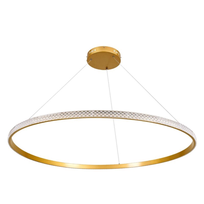 kelvo® DIAMOND KLV-101-0234 Κρεμαστό Φωτιστικό Οροφής LED 75W 7500lm 180° AC 220-240V IP20 Ρυθμιζόμενο Λευκό CCT με Χειριστήριο από 2700K έως 6000K Dimmable – Lumileds SMD Chip – Χρυσό Πλατίνα – Μ100 x Π100 x Υ3cm – 3 Χρόνια Εγγύηση