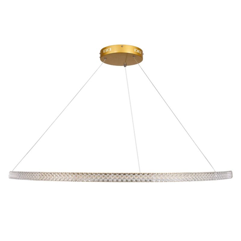 kelvo® DIAMOND KLV-101-0234 Κρεμαστό Φωτιστικό Οροφής LED 75W 7500lm 180° AC 220-240V IP20 Ρυθμιζόμενο Λευκό CCT με Χειριστήριο από 2700K έως 6000K Dimmable – Lumileds SMD Chip – Χρυσό Πλατίνα – Μ100 x Π100 x Υ3cm – 3 Χρόνια Εγγύηση