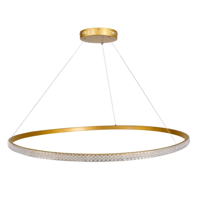 kelvo® DIAMOND KLV-101-0234 Κρεμαστό Φωτιστικό Οροφής LED 75W 7500lm 180° AC 220-240V IP20 Ρυθμιζόμενο Λευκό CCT με Χειριστήριο από 2700K έως 6000K Dimmable – Lumileds SMD Chip – Χρυσό Πλατίνα – Μ100 x Π100 x Υ3cm – 3 Χρόνια Εγγύηση