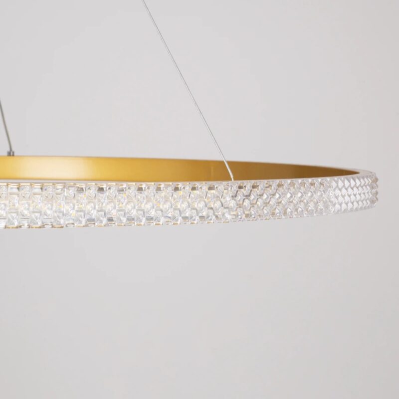 kelvo® DIAMOND KLV-101-0234 Κρεμαστό Φωτιστικό Οροφής LED 75W 7500lm 180° AC 220-240V IP20 Ρυθμιζόμενο Λευκό CCT με Χειριστήριο από 2700K έως 6000K Dimmable – Lumileds SMD Chip – Χρυσό Πλατίνα – Μ100 x Π100 x Υ3cm – 3 Χρόνια Εγγύηση