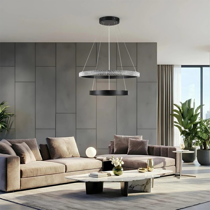 kelvo® DIAMOND KLV-101-0235 Κρεμαστό Φωτιστικό Οροφής LED 75W 7500lm 360° AC 220-240V IP20 Ρυθμιζόμενο Λευκό CCT με Χειριστήριο από 2700K έως 6000K Dimmable – Lumileds SMD Chip – Μαύρο Ματ – Μ60 x Π60 x Υ40cm – 3 Χρόνια Εγγύηση