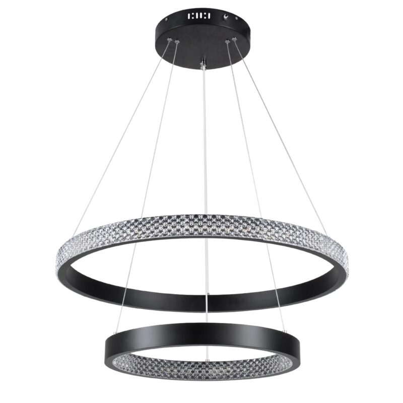 kelvo® DIAMOND KLV-101-0235 Κρεμαστό Φωτιστικό Οροφής LED 75W 7500lm 360° AC 220-240V IP20 Ρυθμιζόμενο Λευκό CCT με Χειριστήριο από 2700K έως 6000K Dimmable – Lumileds SMD Chip – Μαύρο Ματ – Μ60 x Π60 x Υ40cm – 3 Χρόνια Εγγύηση