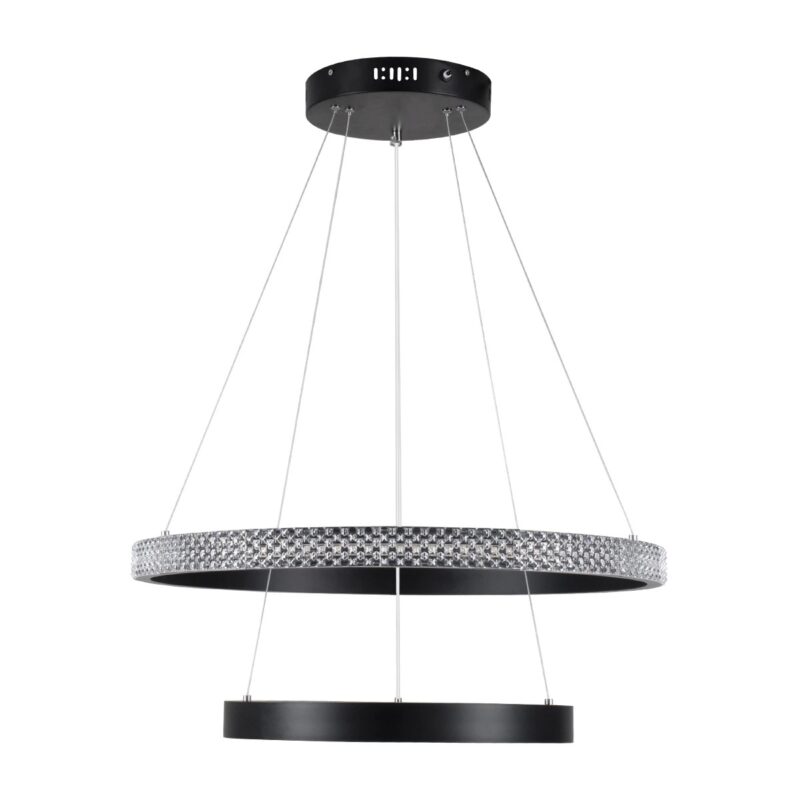 kelvo® DIAMOND KLV-101-0235 Κρεμαστό Φωτιστικό Οροφής LED 75W 7500lm 360° AC 220-240V IP20 Ρυθμιζόμενο Λευκό CCT με Χειριστήριο από 2700K έως 6000K Dimmable – Lumileds SMD Chip – Μαύρο Ματ – Μ60 x Π60 x Υ40cm – 3 Χρόνια Εγγύηση