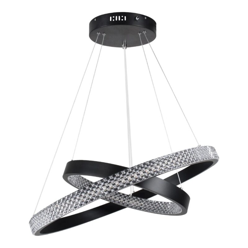 kelvo® DIAMOND KLV-101-0235-V2 Κρεμαστό Φωτιστικό Οροφής LED 75W 7500lm 360° AC 220-240V IP20 Ρυθμιζόμενο Λευκό CCT με Χειριστήριο από 2700K έως 6000K Dimmable – Lumileds SMD Chip – Μαύρο Ματ – Μ60 x Π60 x Υ40cm – 3 Χρόνια Εγγύηση