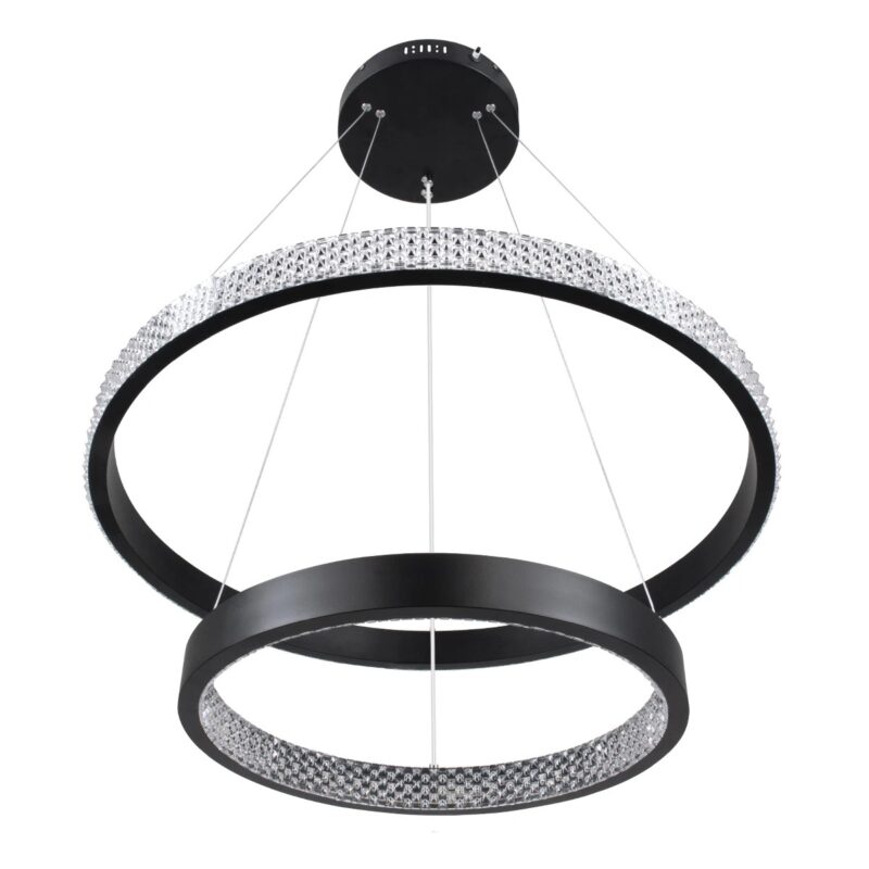 kelvo® DIAMOND KLV-101-0235-V2 Κρεμαστό Φωτιστικό Οροφής LED 75W 7500lm 360° AC 220-240V IP20 Ρυθμιζόμενο Λευκό CCT με Χειριστήριο από 2700K έως 6000K Dimmable – Lumileds SMD Chip – Μαύρο Ματ – Μ60 x Π60 x Υ40cm – 3 Χρόνια Εγγύηση